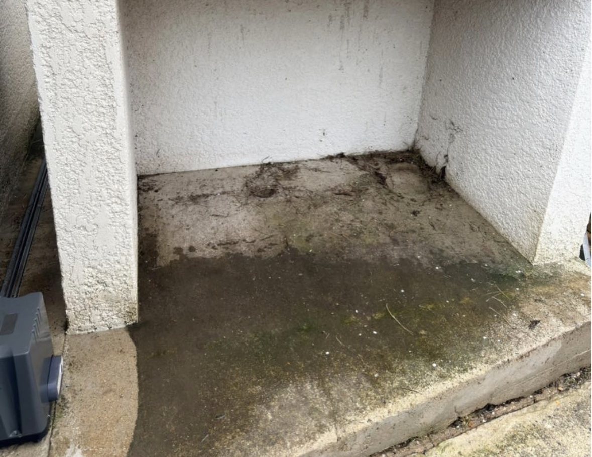 Abri de jardin encrassé avant nettoyage haute pression